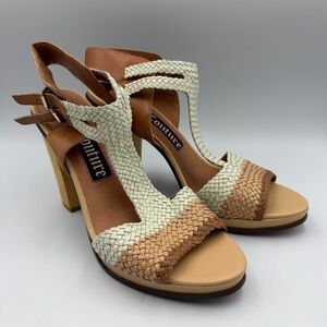 Juicy Couture Woven Leather T-Strap Block Heel Sandals Size 10